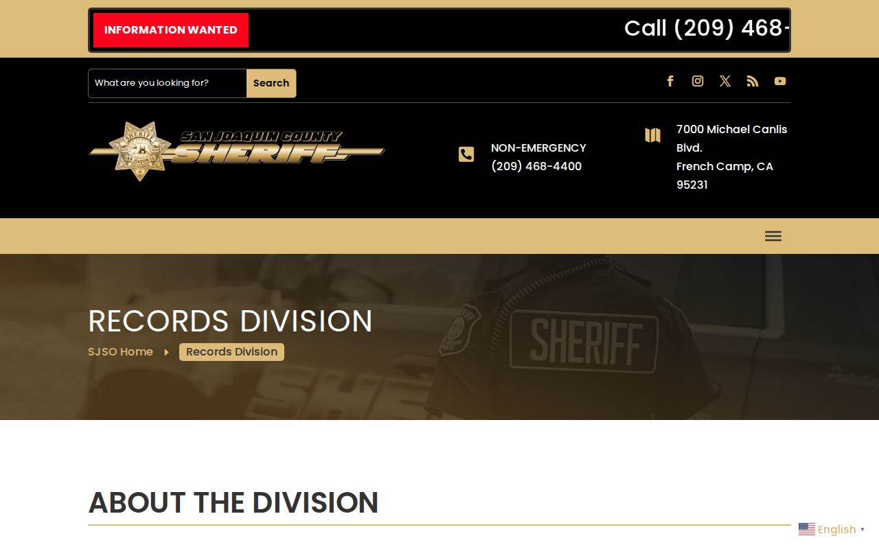 San Joaquin County official warrant check instructions from Sheriff Records